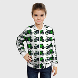 Бомбер детский Motorbike green, цвет: 3D-белый — фото 2