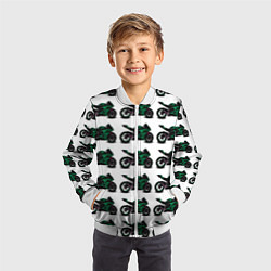 Бомбер детский Motorbike dark green, цвет: 3D-белый — фото 2