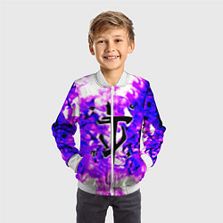 Бомбер детский Doom неоновый огонь лого, цвет: 3D-белый — фото 2