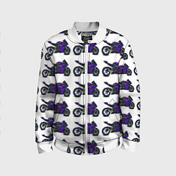 Бомбер детский Motorcycle purple gloss, цвет: 3D-белый