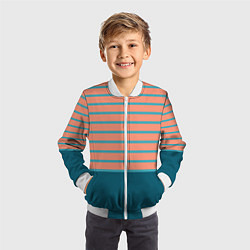 Бомбер детский Полосатый мандариновый морской рассвет, цвет: 3D-белый — фото 2