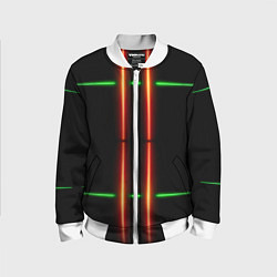 Бомбер детский Neon green black red line, цвет: 3D-белый