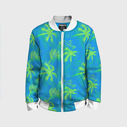 Бомбер детский Palm light green light blue, цвет: 3D-белый