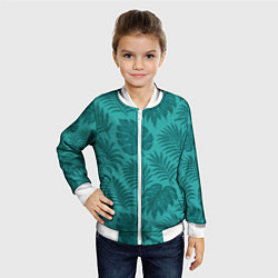 Бомбер детский Тропические листья - паттерн, цвет: 3D-белый — фото 2