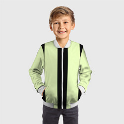 Бомбер детский Color light green black line, цвет: 3D-белый — фото 2