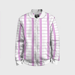 Бомбер детский Color white cage pink line, цвет: 3D-белый