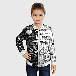 Бомбер детский Doom x liil peep pattern black, цвет: 3D-белый — фото 2