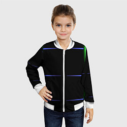 Бомбер детский Color black green purple stripes, цвет: 3D-белый — фото 2
