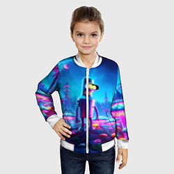 Бомбер детский Бендер на сказочной неоновой грибной планете - ней, цвет: 3D-белый — фото 2