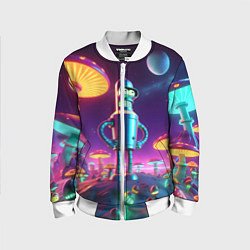 Бомбер детский Ночёвка Бендера на планете светящихся гигантских г, цвет: 3D-белый