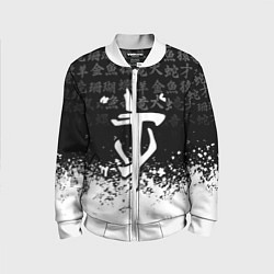 Бомбер детский Doom японские символы краски, цвет: 3D-белый