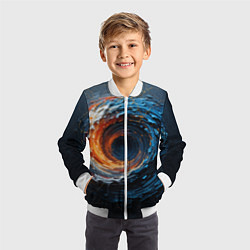 Бомбер детский Краска синяя и оранжевая в форме вихря, цвет: 3D-белый — фото 2