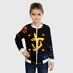 Бомбер детский Doom огненные символы, цвет: 3D-белый — фото 2
