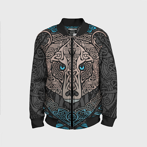 Детский бомбер Медведь в виде древнего орнамента символов / 3D-Черный – фото 1