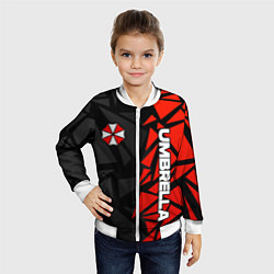 Бомбер детский Umbrella corp - красные фрагменты, цвет: 3D-белый — фото 2