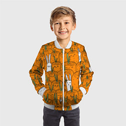 Бомбер детский Милый кролики в морковном поле, цвет: 3D-белый — фото 2