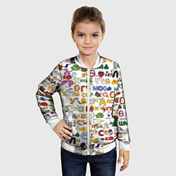 Бомбер детский Ребусы паттерн, цвет: 3D-белый — фото 2