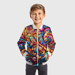 Бомбер детский Красочный абстрактный паттерн - нейроарт, цвет: 3D-белый — фото 2