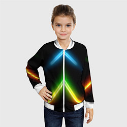 Бомбер детский Neon multicolored lines, цвет: 3D-белый — фото 2