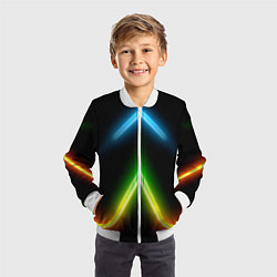 Бомбер детский Neon multicolored lines, цвет: 3D-белый — фото 2
