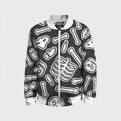 Бомбер детский Черепки и костяшки, цвет: 3D-белый
