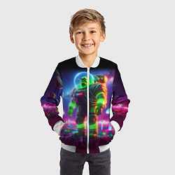 Бомбер детский Космонавт Шрук в неоновом скафандре на загадочной, цвет: 3D-белый — фото 2