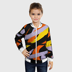 Бомбер детский Полоски краски абстракция, цвет: 3D-белый — фото 2