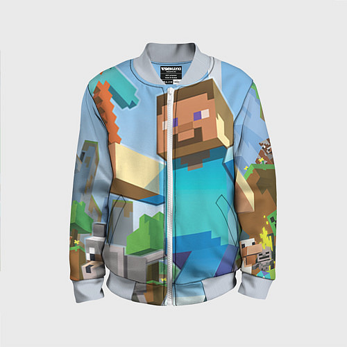 Детский бомбер Minecraft World / 3D-Серый – фото 1