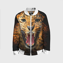 Бомбер детский Рык леопарда, цвет: 3D-белый