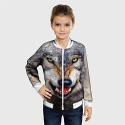 Бомбер детский Взгляд волка, цвет: 3D-белый — фото 2
