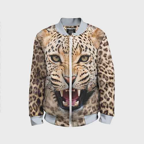 Детский бомбер Взгляд леопарда / 3D-Серый – фото 1