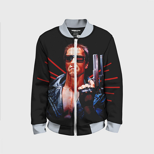 Детский бомбер Терминатор с пистолетом / 3D-Серый – фото 1