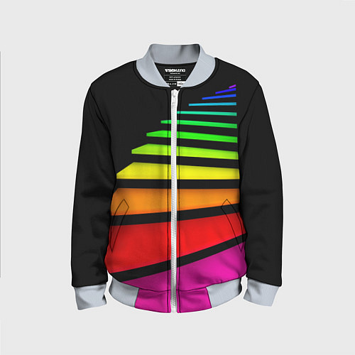 Детский бомбер Радужная лестница / 3D-Серый – фото 1