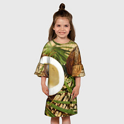 Платье клеш для девочки Кокос, цвет: 3D-принт — фото 2