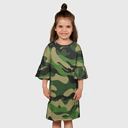 Платье клеш для девочки Камуфляж: хаки/зеленый, цвет: 3D-принт — фото 2