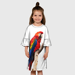 Платье клеш для девочки Яркий попугай, цвет: 3D-принт — фото 2