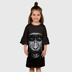 Платье клеш для девочки Улыбка обезьяны, цвет: 3D-принт — фото 2