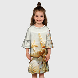 Платье клеш для девочки Морские ракушки, цвет: 3D-принт — фото 2