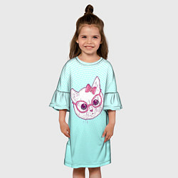 Платье клеш для девочки Умная кошка, цвет: 3D-принт — фото 2