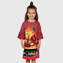 Платье клеш для девочки Calgary Flames, цвет: 3D-принт — фото 2