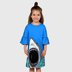 Платье клеш для девочки Акулий рык, цвет: 3D-принт — фото 2