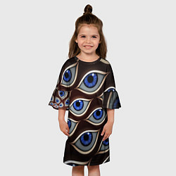 Платье клеш для девочки Глазоед много зрачков, цвет: 3D-принт — фото 2