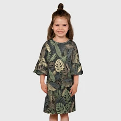 Платье клеш для девочки Тропический камуфляж, цвет: 3D-принт — фото 2