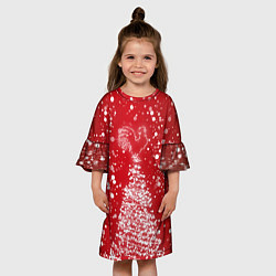Платье клеш для девочки Елка и снег, цвет: 3D-принт — фото 2