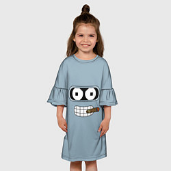 Платье клеш для девочки Лицо Бендера, цвет: 3D-принт — фото 2