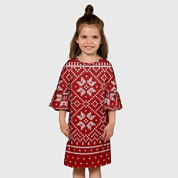 Платье клеш для девочки Зимний орнамент, цвет: 3D-принт — фото 2