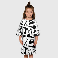 Платье клеш для девочки Строитель 7, цвет: 3D-принт — фото 2