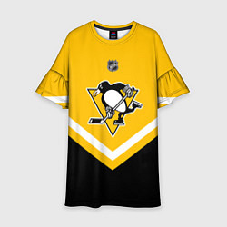 Платье клеш для девочки NHL: Pittsburgh Penguins, цвет: 3D-принт