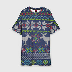 Платье клеш для девочки Вязаный узор 3, цвет: 3D-принт