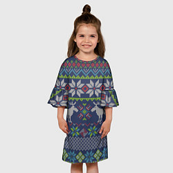 Платье клеш для девочки Вязаный узор 3, цвет: 3D-принт — фото 2